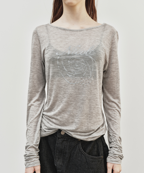 NICOLE ROSE SHIRRING TOP_MELANGE