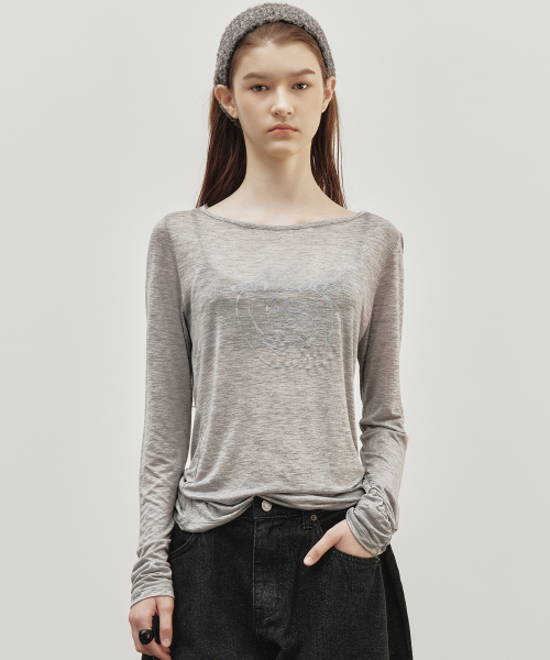 NICOLE ROSE SHIRRING TOP_MELANGE