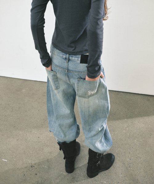 VINTAGE DISTRESSED DENIM PANTS_BLUE