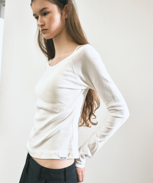 OFF SHOULDER LONG SLEEVE TOP_IVORY
