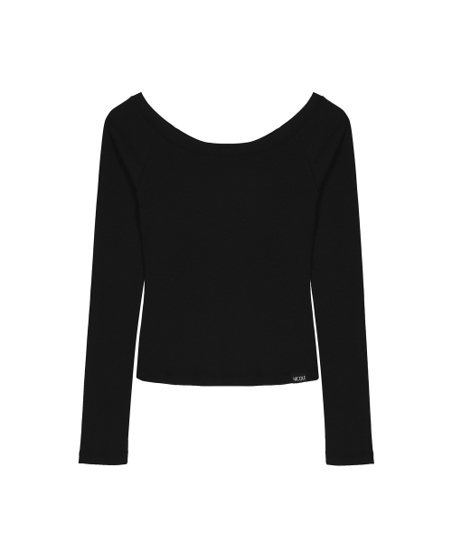 OFF SHOULDER LONG SLEEVE TOP_BLACK