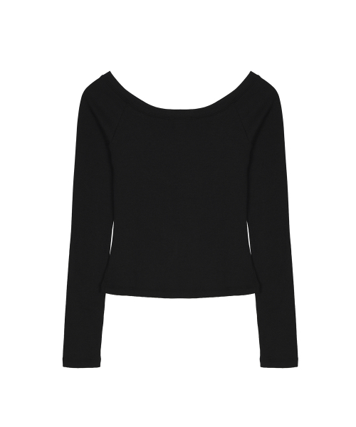 OFF SHOULDER LONG SLEEVE TOP_BLACK
