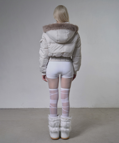 퍼 트리밍 후드 패딩 (BEIGE) F26ZA501