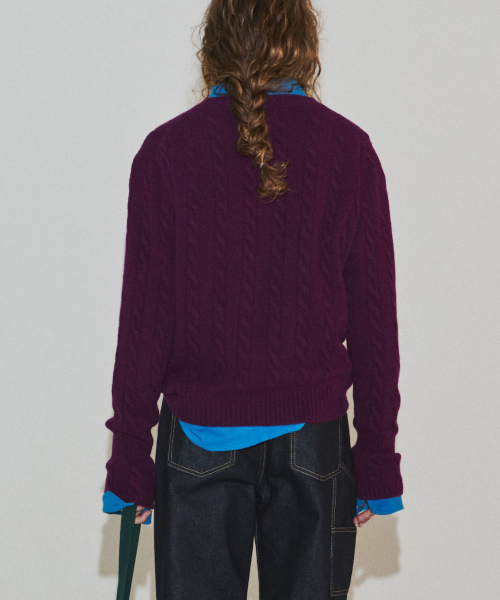 CORSET CUFF CABLE KNIT PURPLE