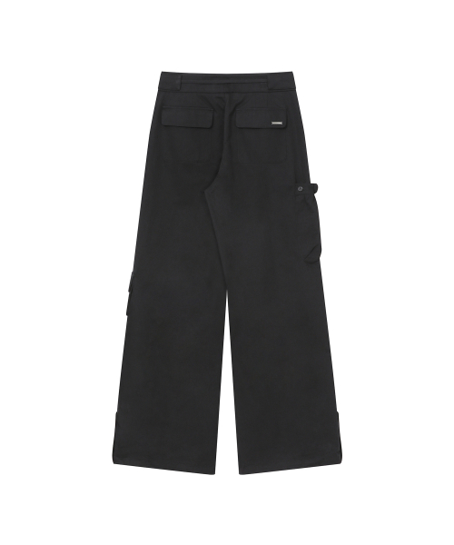 Shirring pocket wide pants BLACK