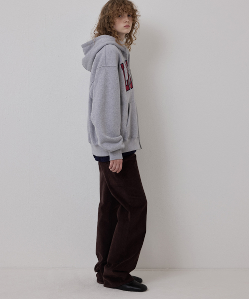 LONELY/LOVELY FLUFF HOODIE ZIP-UP GRAY RED