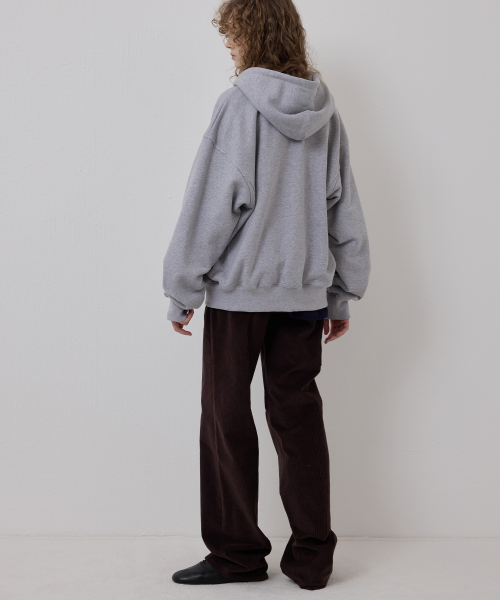LONELY/LOVELY FLUFF HOODIE ZIP-UP GRAY RED