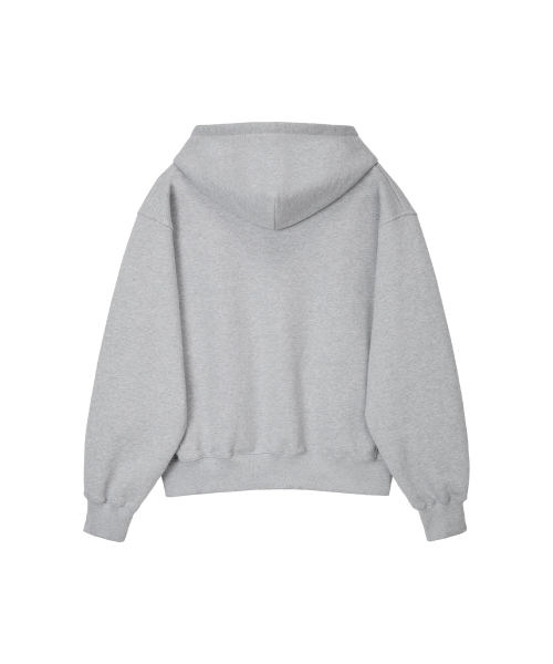 LONELY/LOVELY FLUFF HOODIE ZIP-UP GRAY RED