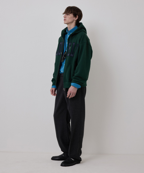 LONELY/LOVELY FLUFF HOODIE ZIP-UP GREEN NAVY