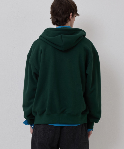 LONELY/LOVELY FLUFF HOODIE ZIP-UP GREEN NAVY