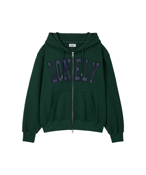 LONELY/LOVELY FLUFF HOODIE ZIP-UP GREEN NAVY