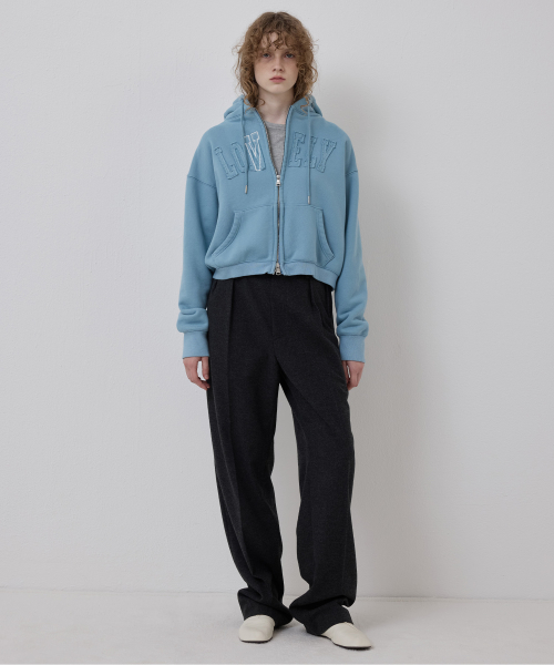LONELY/LOVELY CROP HOODIE ZIP-UP SKY BLUE