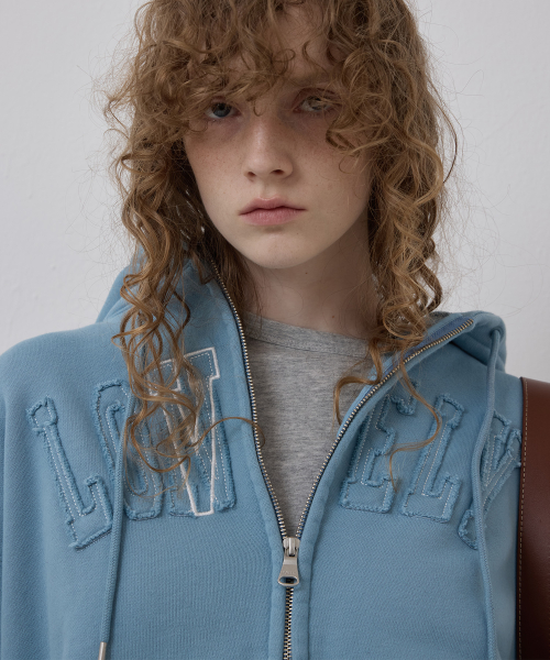 LONELY/LOVELY CROP HOODIE ZIP-UP SKY BLUE