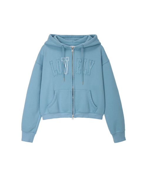LONELY/LOVELY CROP HOODIE ZIP-UP SKY BLUE