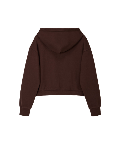 LONELY/LOVELY CROP HOODIE ZIP-UP BROWN