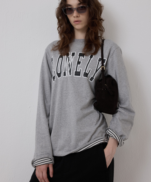 LONELY/LOVELY REVERSIBLE LONG SLEEVE T-SHIRT GRAY