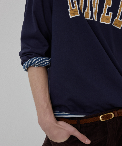 LONELY/LOVELY REVERSIBLE LONG SLEEVE T-SHIRT NAVY