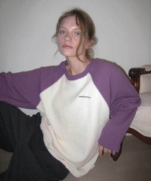 Moor waffle raglan long sleeve tee - Purple