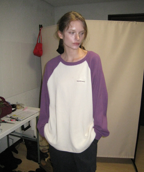 Moor waffle raglan long sleeve tee - Purple