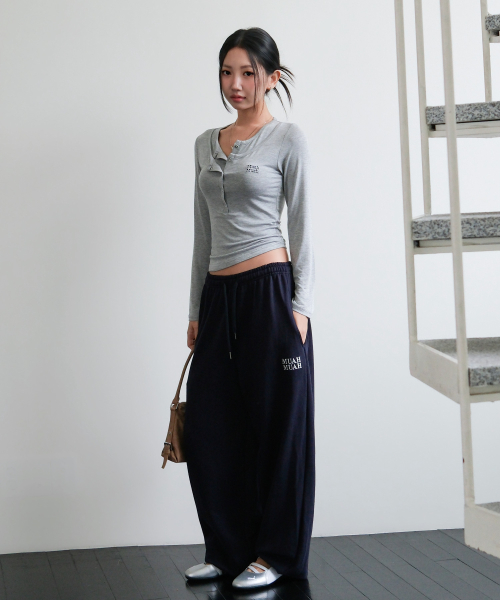 LAYER HENLEY NECK LONG SLEEVE [GRAY]