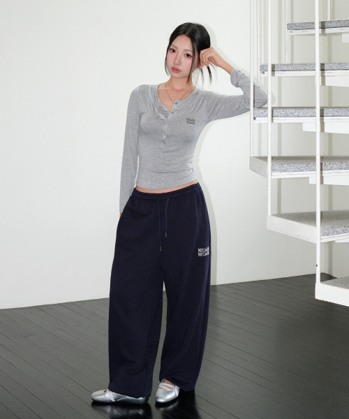 LAYER HENLEY NECK LONG SLEEVE [GRAY]
