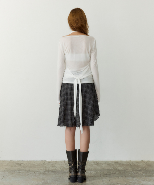 Halter Layered Ruched Tee (WHITE)