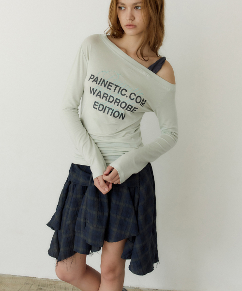 Twist Contrast One-Shoulder Tee (MINT)