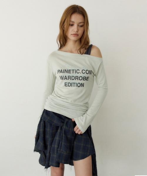 Twist Contrast One-Shoulder Tee (MINT)