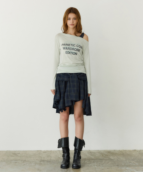 Twist Contrast One-Shoulder Tee (MINT)