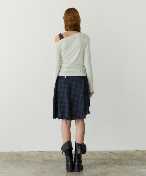 Twist Contrast One-Shoulder Tee (MINT)