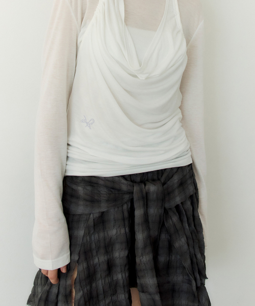 Shirt Layer Flare Skirt (GREY)