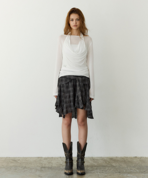 Shirt Layer Flare Skirt (GREY)