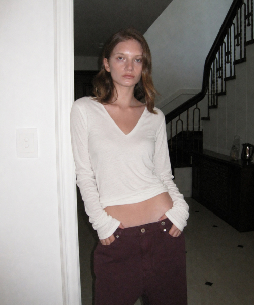 Fawn deep v-neck tee - Ivory