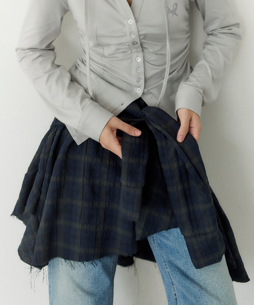 Shirt Layer Flare Skirt (NAVY)