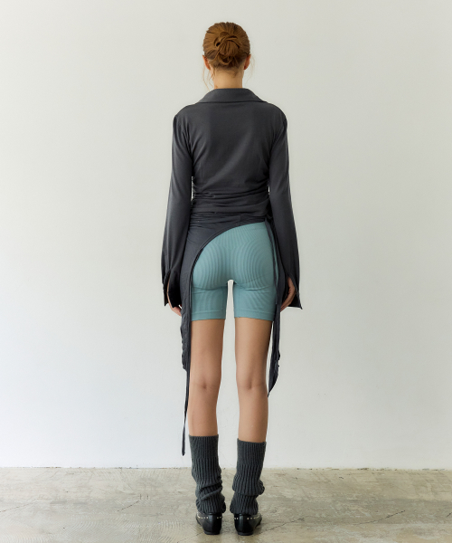 Ruched Jersey String Shirt (CHARCOAL)