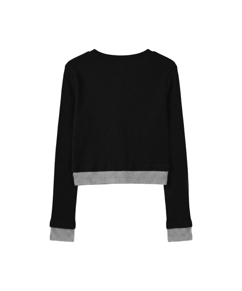 Heart Switch Two-Tone Cardigan_Black