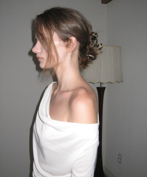 Marc deep u-neck drape sleeve tee - Ivory