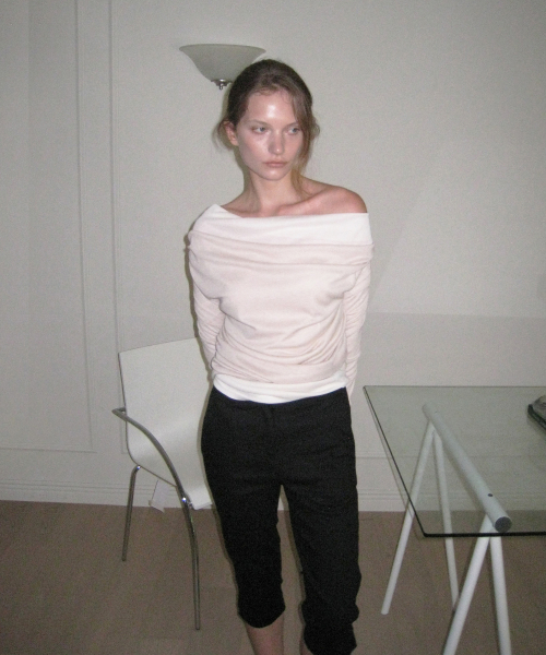 Marc deep u-neck drape sleeve tee - Ivory