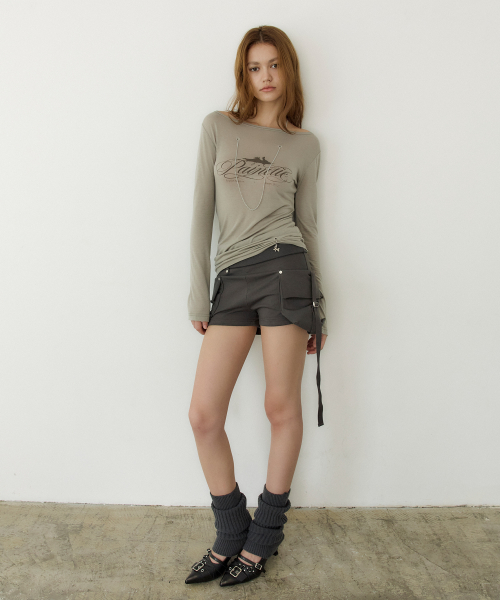 Chain Sheer Top (BEIGE)