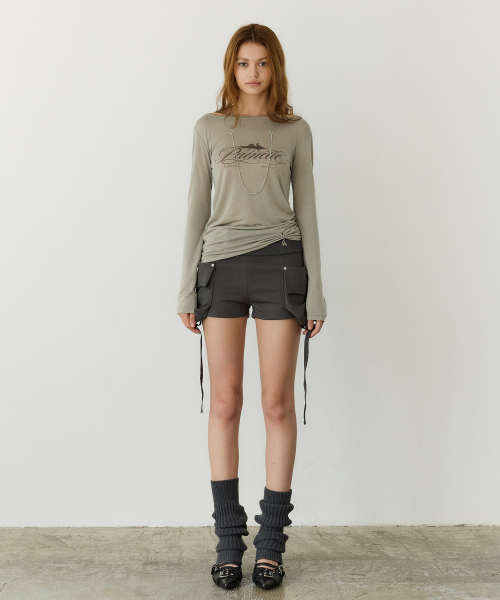 Chain Sheer Top (BEIGE)