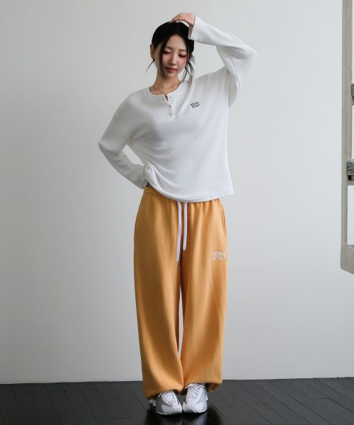 PATCH POCKET WIDE BANDING PANTS [YELLOW]