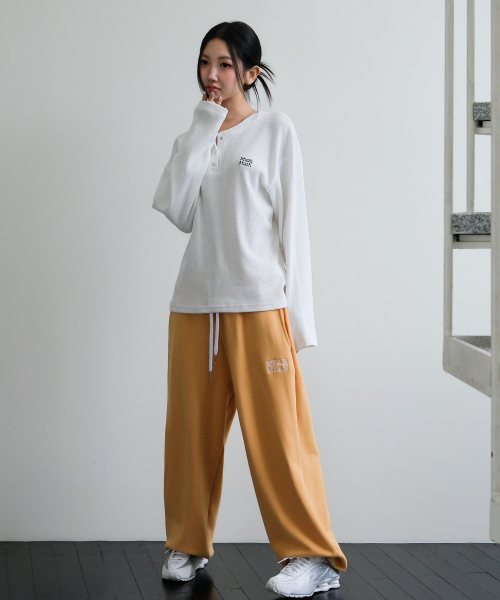 PATCH POCKET WIDE BANDING PANTS [YELLOW]