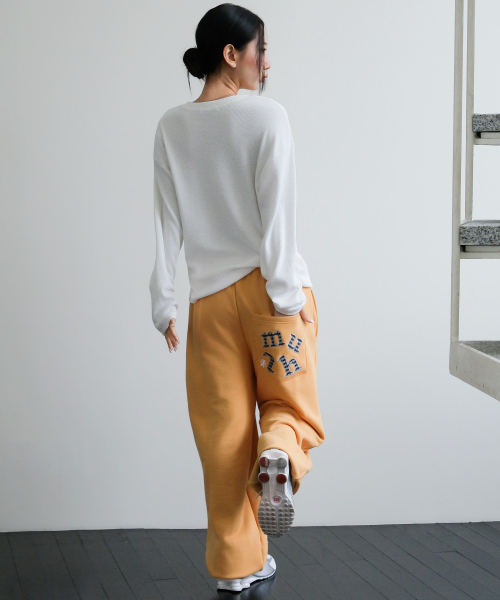 PATCH POCKET WIDE BANDING PANTS [YELLOW]