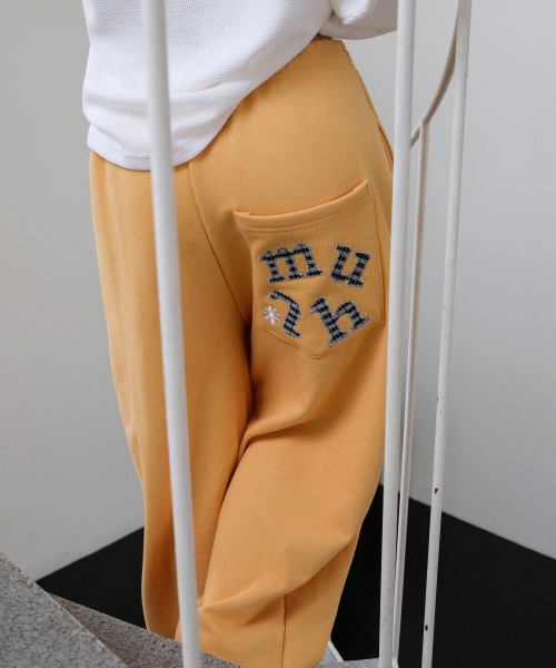 PATCH POCKET WIDE BANDING PANTS [YELLOW]