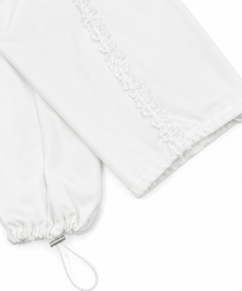 LACE BAND WIDE BANDING PANTS [WHITE]