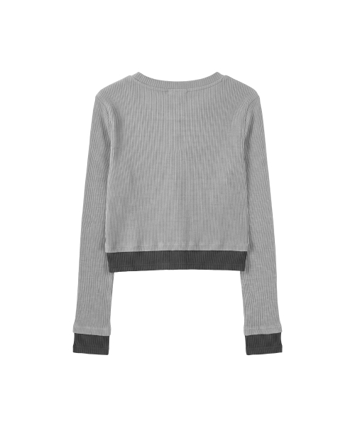 하트 스위치 배색 가디건_그레이 Heart Switch Two-Tone Cardigan_Gray