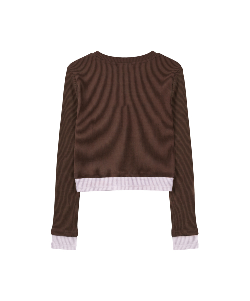 하트 스위치 배색 가디건_브라운 Heart Switch Two-Tone Cardigan_ Brown