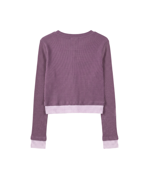 하트 스위치 배색 가디건_퍼플 Heart Switch Two-Tone Cardigan_ Purple