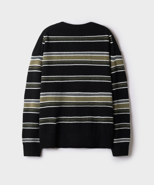 [Wool Blend] Round Neck Striped Sweater_SPKWG4TC05