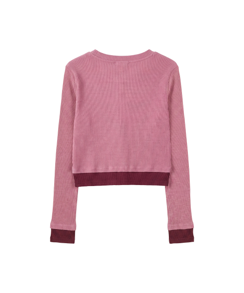 하트 스위치 배색 가디건_핑크 Heart Switch Two-Tone Cardigan_ Pink